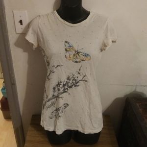 COPY - Hurley Womens white T-shirt with butterfly…